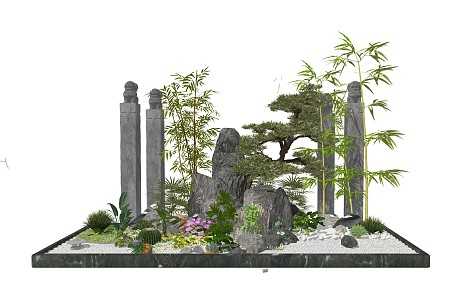 New Chinese Landscape Sits Courtyard Sits 3d model