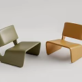 Modern Green and Orange Leisure Chair With Sleek Curved Design and Smooth Surface