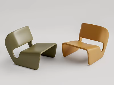 Modern Green and Orange Leisure Chair With Sleek Curved Design and Smooth Surface 3d model