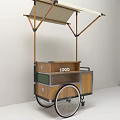 Stylish Mobile Vendor Cart With Wooden Canopy Metal Frame And Logo