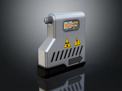 Modern Silver Daily Use Electrical Appliance With Knob Transparent Window And Yellow Warning Signs 3d model