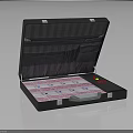 Open Black Briefcase With Stacked Cash And Built In Money Detector
