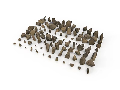 Natural Wood and Stone Scattered Pieces in Various Sizes for Building Projects 3d model