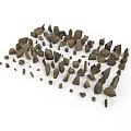 Natural Wood and Stone Scattered Pieces in Various Sizes for Building Projects