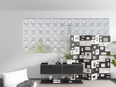 Modern Room Divider Screen With Circular Geometric Patterns For Home Interior 3d model