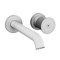Wall Mounted Modern Chrome Faucet With Curved Spout And Hot Cold Handles