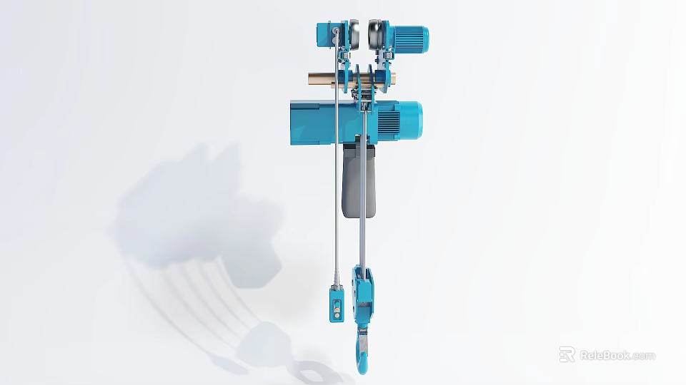 Commercial Electric Hoist Lifting Equipment With Blue Motor And Chain Hook 3d model 