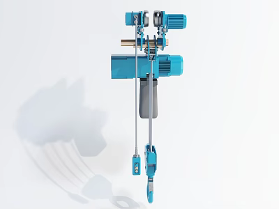 Commercial Electric Hoist Lifting Equipment With Blue Motor And Chain Hook 3d model