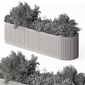 Modern Garden Planter With Vertical Striped Design And Red Foliage Plants