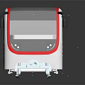 Modern Sleek Urban Train With White Body Red Accents And Reflective Exterior Design