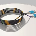Braided Charging Cable with Colorful Stripes and Blue Connectors for Mobile Devices