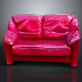 Stylish Red Leather Sofa With Two Seater Design And Smooth Upholstery