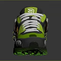 Green And Gray Modern Sneakers With Shark Tooth Design Glowing Sole And Reflective Details