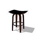 Wooden Bar Stool With Black Cushion And Simple Design For Home Kitchen Furniture
