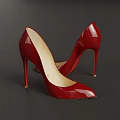 Red Patent Leather High Heels With Pointed Toe And Stiletto Heel