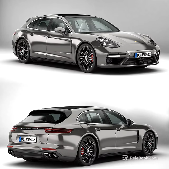 Sleek Silver Porsche Panamera Sport Turismo Luxury Sports Car Exterior Design 3d model 