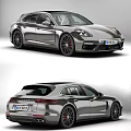 Sleek Silver Porsche Panamera Sport Turismo Luxury Sports Car Exterior Design