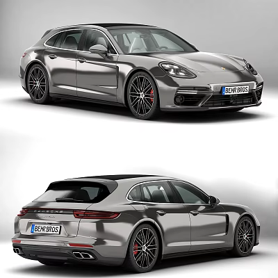 Sleek Silver Porsche Panamera Sport Turismo Luxury Sports Car Exterior Design 3d model