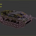 Vintage Military Tank Armored Vehicle with Heavy Tracks Long Cannon and Metal Texture