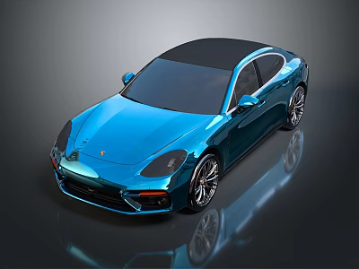 Blue Sports Car With Sleek Modern Body Black Roof And Shiny Alloy Wheels 3d model