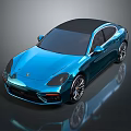 Blue Sports Car With Sleek Modern Body Black Roof And Shiny Alloy Wheels