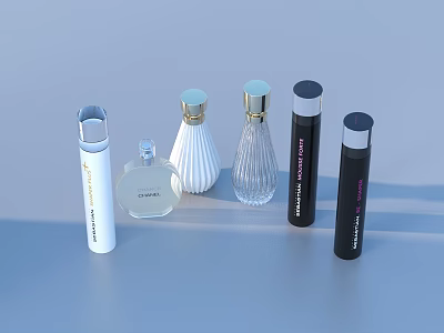 Elegant Modern Fragrance Bottles And Cosmetic Containers With Stylish Designs 3d model