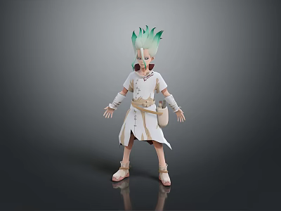 Traditional White Clothing with Decorative Belt Protective Wristbands and Comfortable Sandals 3d model