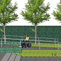 Wheelchair Accessible Road Facilities with Handrails Greenery and Trees for Barrier Free Paths