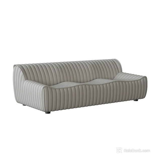 Comfortable Gray Sectional Sofa Featuring Modern Striped Design For Living Room 3d model