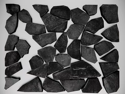 Natural Black Stone and Wood Materials for Modern Interior Decor Projects 3d model