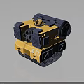 Stark Yellow Blue Tracked Combat Weapon With Multiple Barrels And Mechanical Cannon 3d model