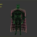 Batman Black Silhouette with Cape and Ears Standing on Gray Gradient Background