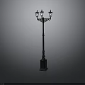 Classic Traditional Street Lamp Design With Ornate Base Decorative Pole And Multiple Lanterns