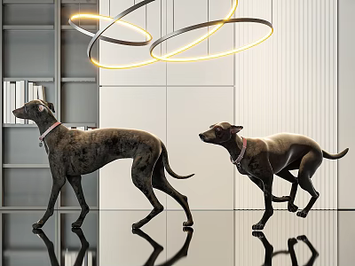 Reptile Pets In Modern Indoor Space With Shelves Pendant Lights And Shiny Floors 3d model