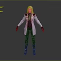 Game Movie Female Character In White Hooded Coat With Black Gloves And Dark Pants