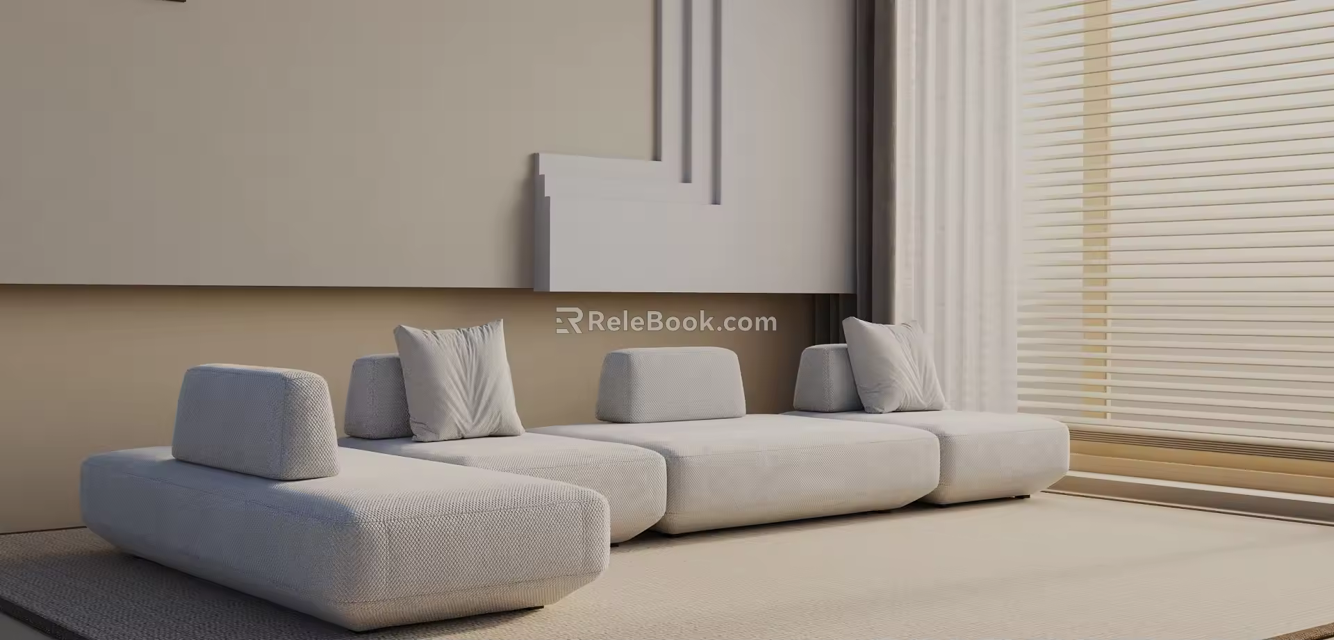 Modern three-seat sofa 3d model