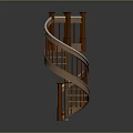 Wooden Spiral Staircase With Curved Handrail Decorative Balusters And Smooth Treads