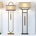 Modern Floor Lamps with Geometric Shades and Decorative Frames for Interior Design 3d model