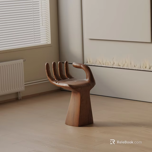 Hand Shaped Wooden Side Table With Modern Unique Design For Living Room 3d model 