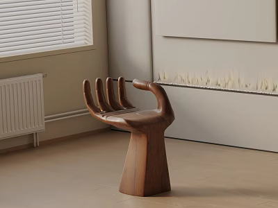 Hand Shaped Wooden Side Table With Modern Unique Design For Living Room 3d model