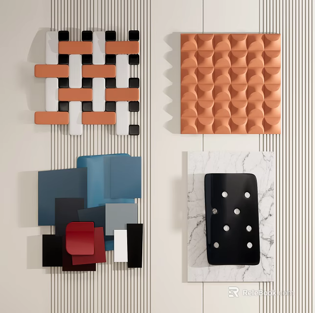 Modern Wall Decor With Woven Patterns Geometric Shapes And Colorful Textures 3d model