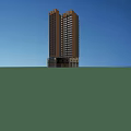 Modern High Rise Residential Buildings With Brown Exterior And Large Windows Against Clear Blue Sky