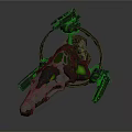 Futuristic Biomechanical Creature Character With Glowing Green Accents And Mechanical Armor