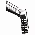 Modern Metal Staircase Design With Black Steps And Railing In Contemporary Interior 3d model