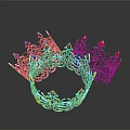 Ornate Gold Silver Black Crown Jewelry With Red Blue Gems And Intricate Curly Patterns