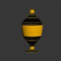 Modern Decorative Vase With Gold Herringbone Pattern And Black Base For Home Furniture