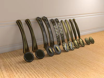 Various Style Metal Cabinet Handles With Different Designs And Shapes 3d model