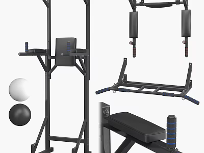 Durable Home Gym Sports Equipment With Pull Up Bar Dumbbell Bench And Exercise Balls 3d model