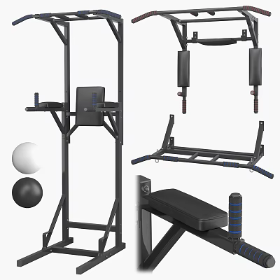 Durable Home Gym Sports Equipment With Pull Up Bar Dumbbell Bench And Exercise Balls 3d model