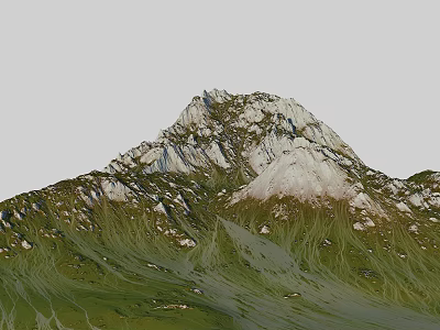 Garden Landscape With Natural Mountain Design White Rocks And Green Vegetation 3d model